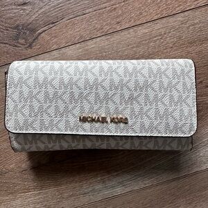 Michael Kors Cream Wallet with Gold Accents